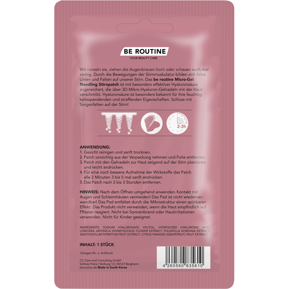 Bild: BE ROUTINE Stirnpatch Micro Gel Needling 