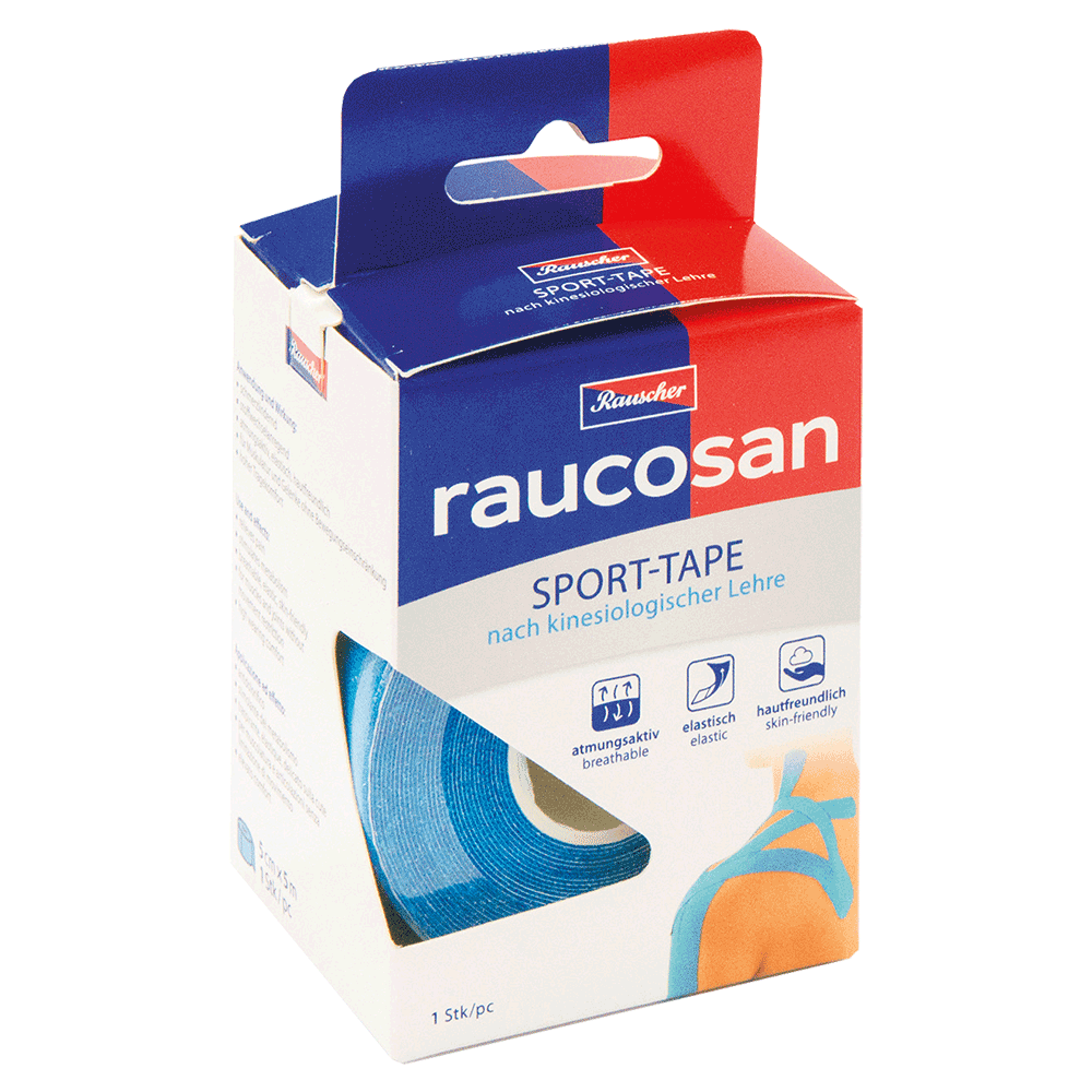 Bild: Raucosan Sport Tape nach kinesiologischer Lehre türkis