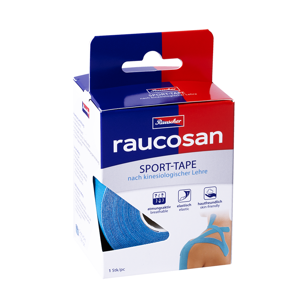 Bild: Raucosan Sport Tape nach kinesiologischer Lehre türkis