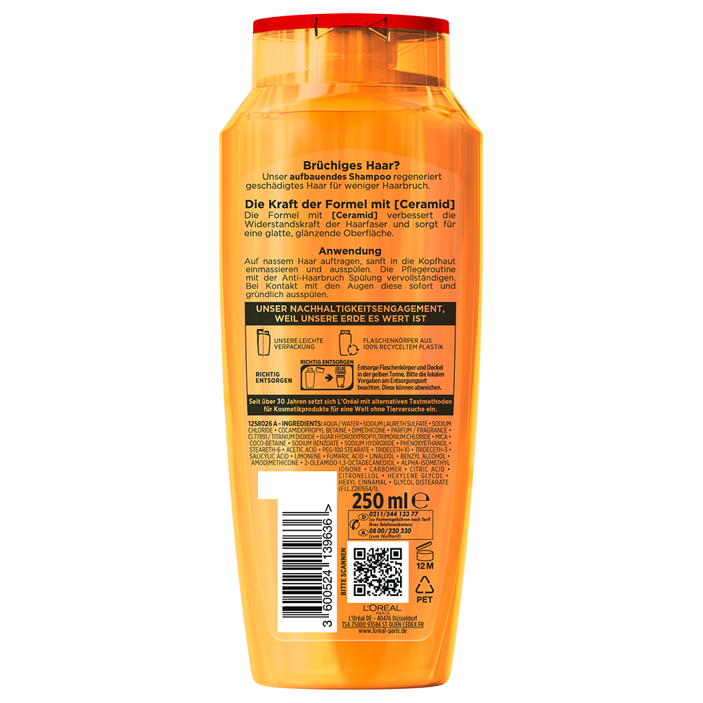 Bild: L'ORÉAL PARIS ELVITAL Anti-Haarbruch Pflegendes Aufbau Shampoo 