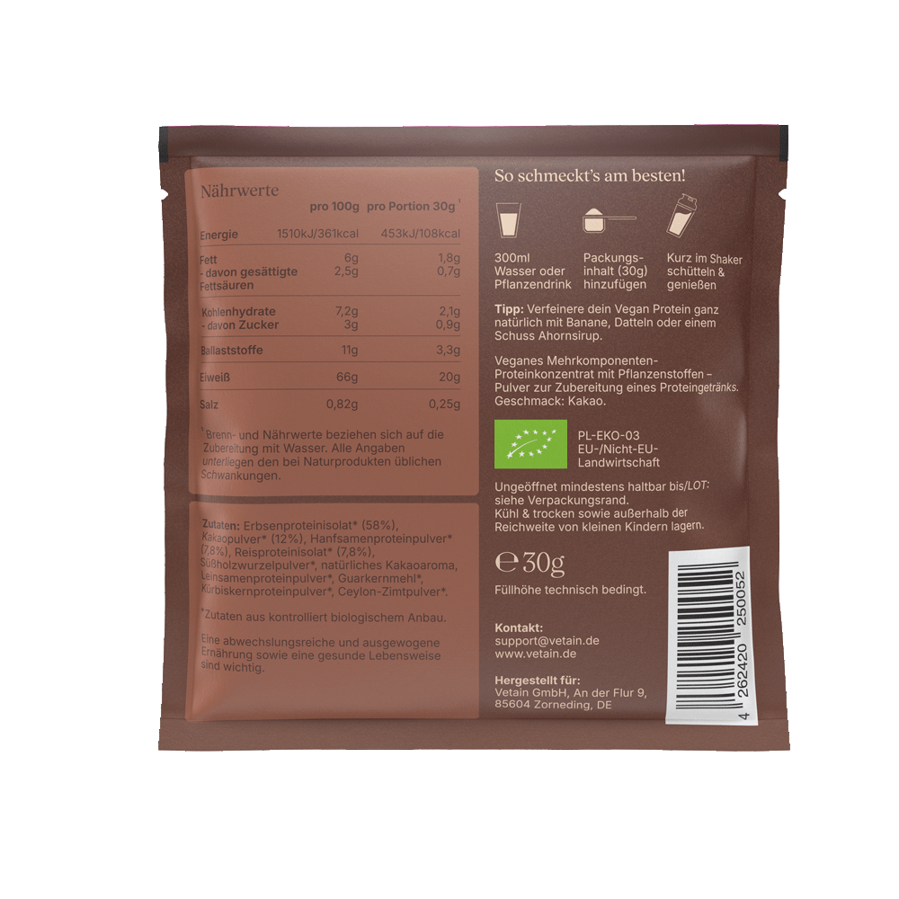 Bild: Vetain Vegan Protein Kakao 