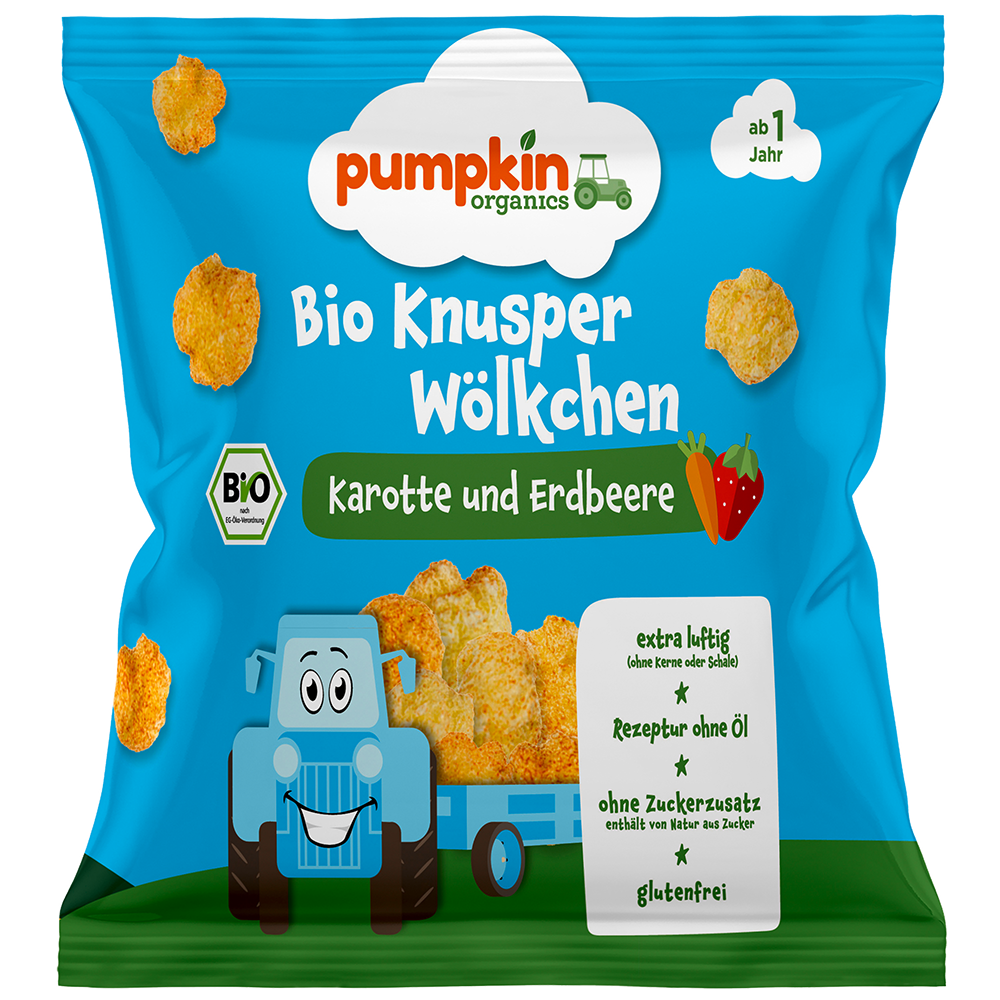 Bild: pumpkin organics Bio Knusper Wölkchen Karotte und Erdbeere 