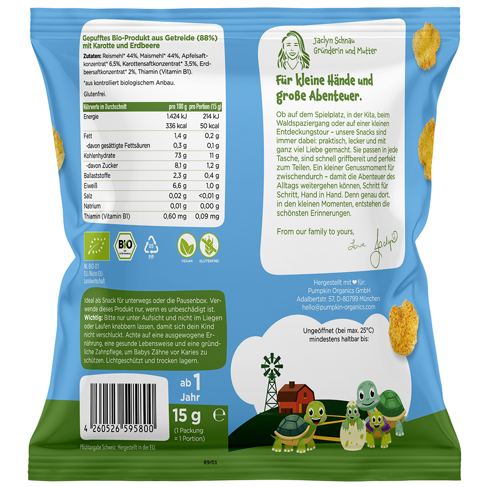 Bild: pumpkin organics Bio Knusper Wölkchen Karotte und Erdbeere 