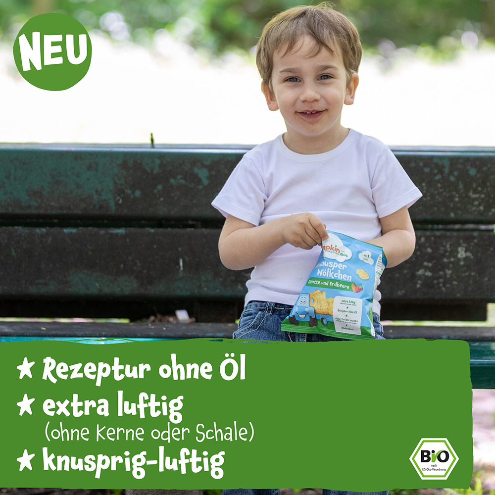 Bild: pumpkin organics Bio Knusper Wölkchen Karotte und Erdbeere 