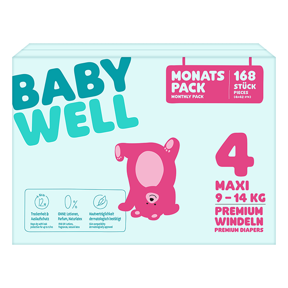Bild: BABYWELL Premium Windeln Monatspack Gr.4, 9-14kg 