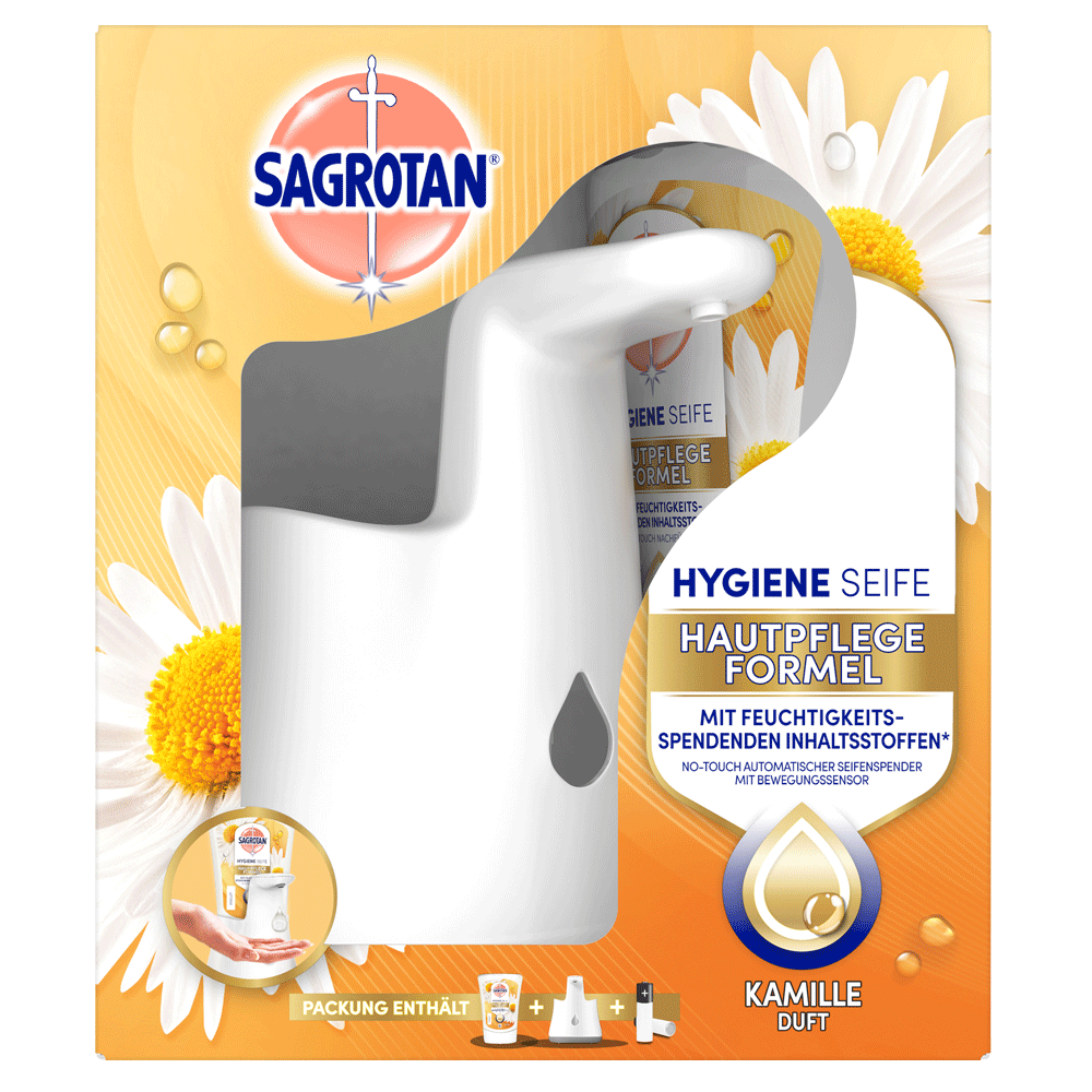 Bild: SAGROTAN Hygiene Seife Starter Set Kamille Duft 