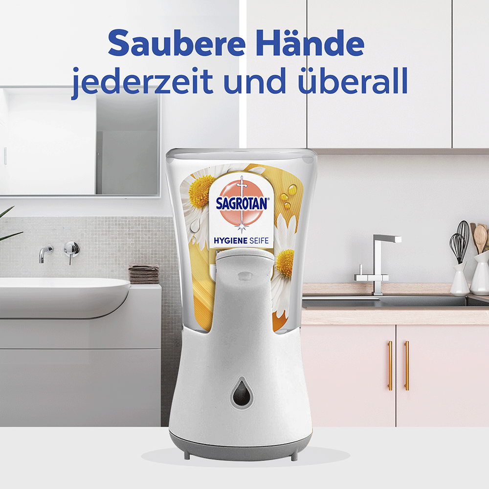 Bild: SAGROTAN Hygiene Seife Starter Set Kamille Duft 
