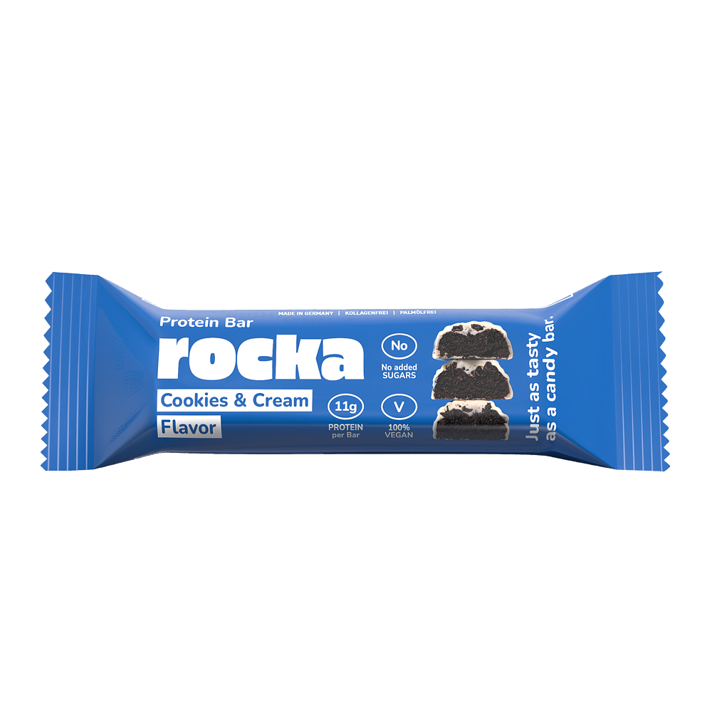 Bild: Rocka Protein Bar Cookies & Cream Flavor 