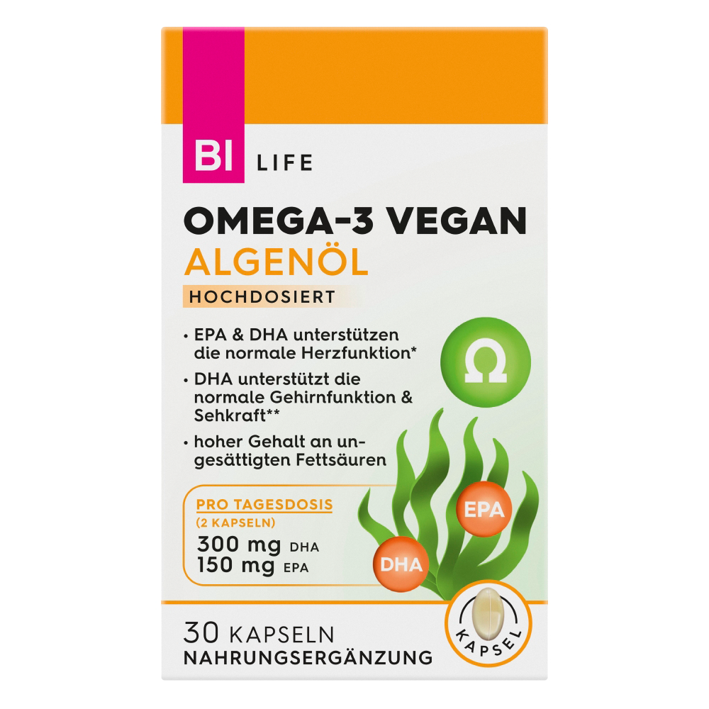 Bild: BI LIFE Omega-3 Vegan Algenöl Hochdosiert 