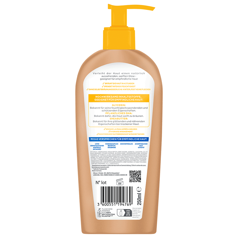 Bild: Mixa Bright & Bronze Selbstbräunende Bodylotion 