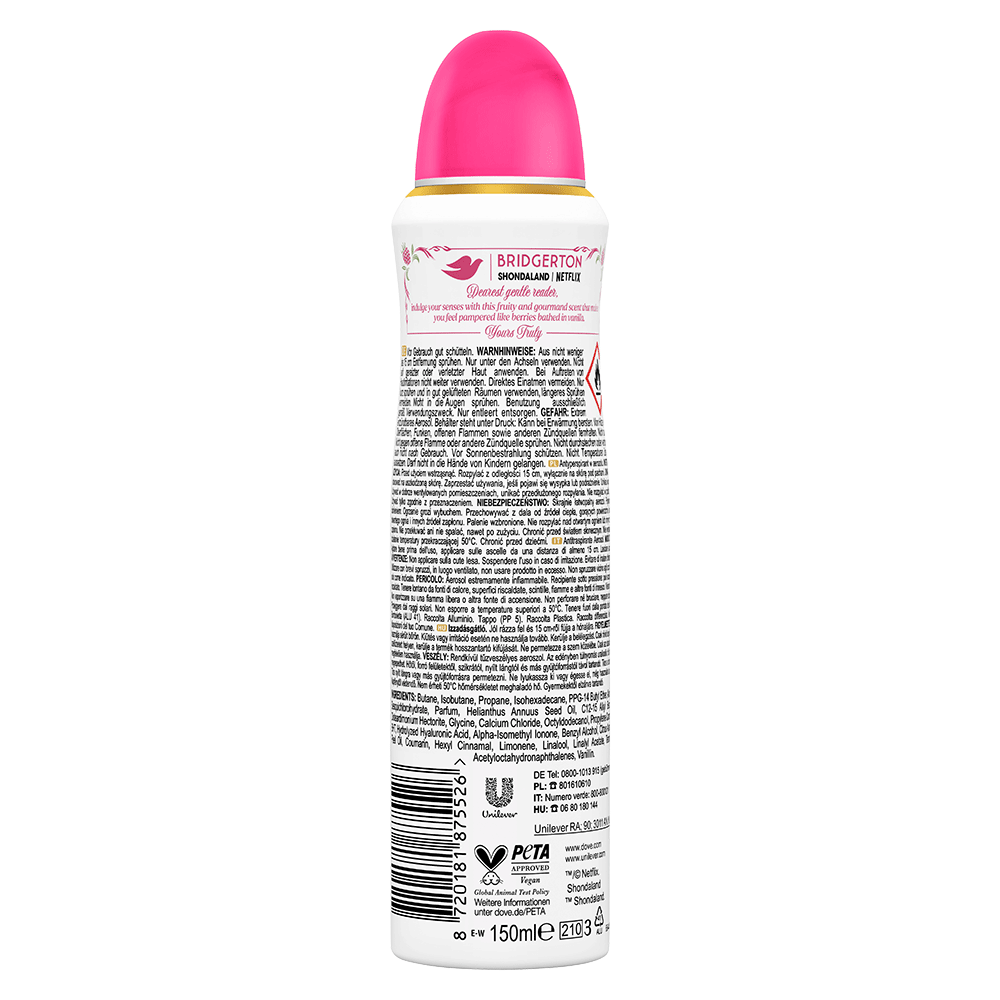 Bild: Dove Deo Spray Bridgerton Raspberry Rendezvous 