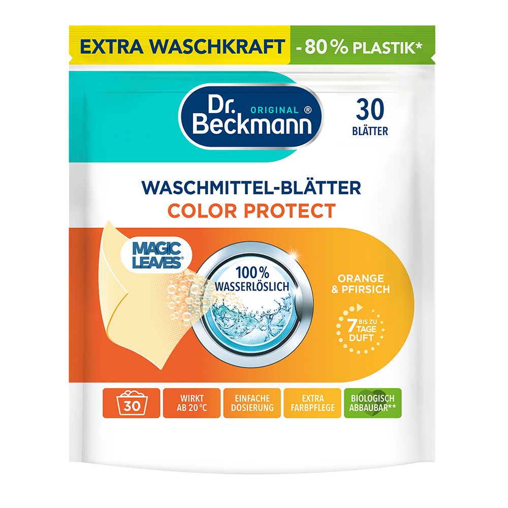 Bild: Dr. Beckmann Magic Leaves Waschmittel Blätter Color Protect 