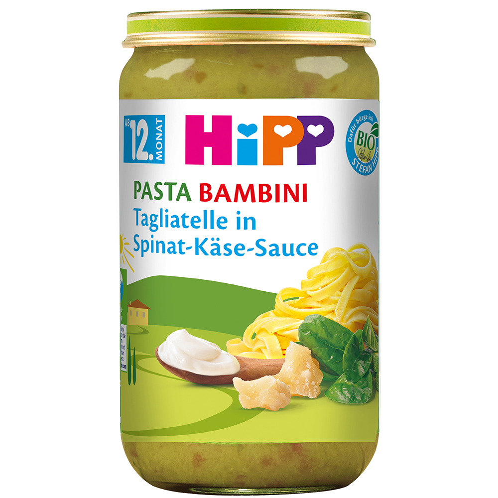 Bild: HiPP Pasta Bambini Tagliatelle in Spinat Käse Sauce 