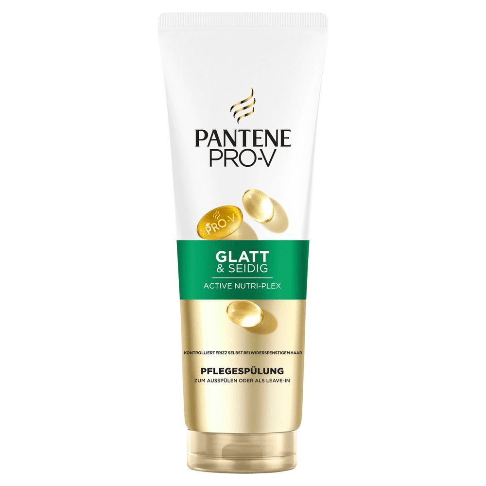 Pantene Pro-V Glatt & Seidig Pflegespülung, die Frizz selbst bei widerspenstigem Haar kontrolliert, zur Anwendung zum Ausspülen oder als Leave-In.;
