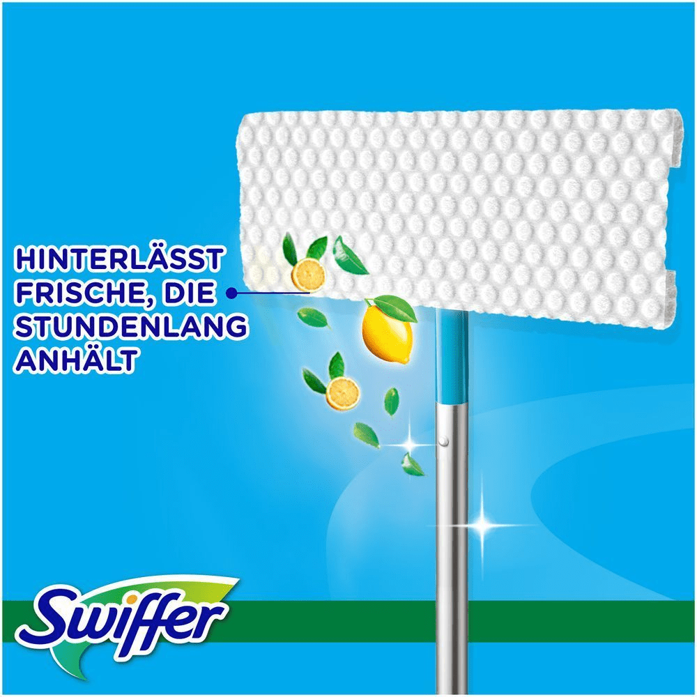 Swiffer feuchte Bodentücher haben eine größere Schrubb-Oberfläche und hinterlassen Frische die für Stunden anhält