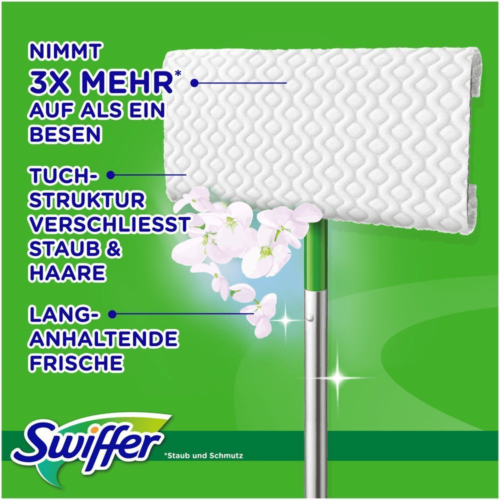 Swiffer Wischtuch nimmt Staub auf und sorgt fÃ¼r lang anhaltende Frische.