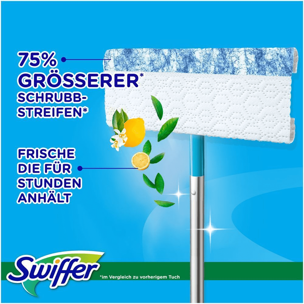 Swiffer Wischtuch mit Schrubb-Streifen fÃ¼r eine langanhaltende Frische.