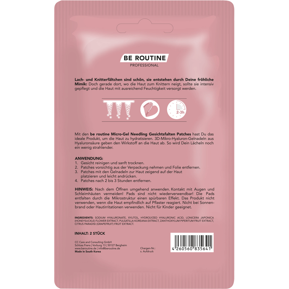 Bild: BE ROUTINE Gesichtsfalten Patches Micro-Gel Needling