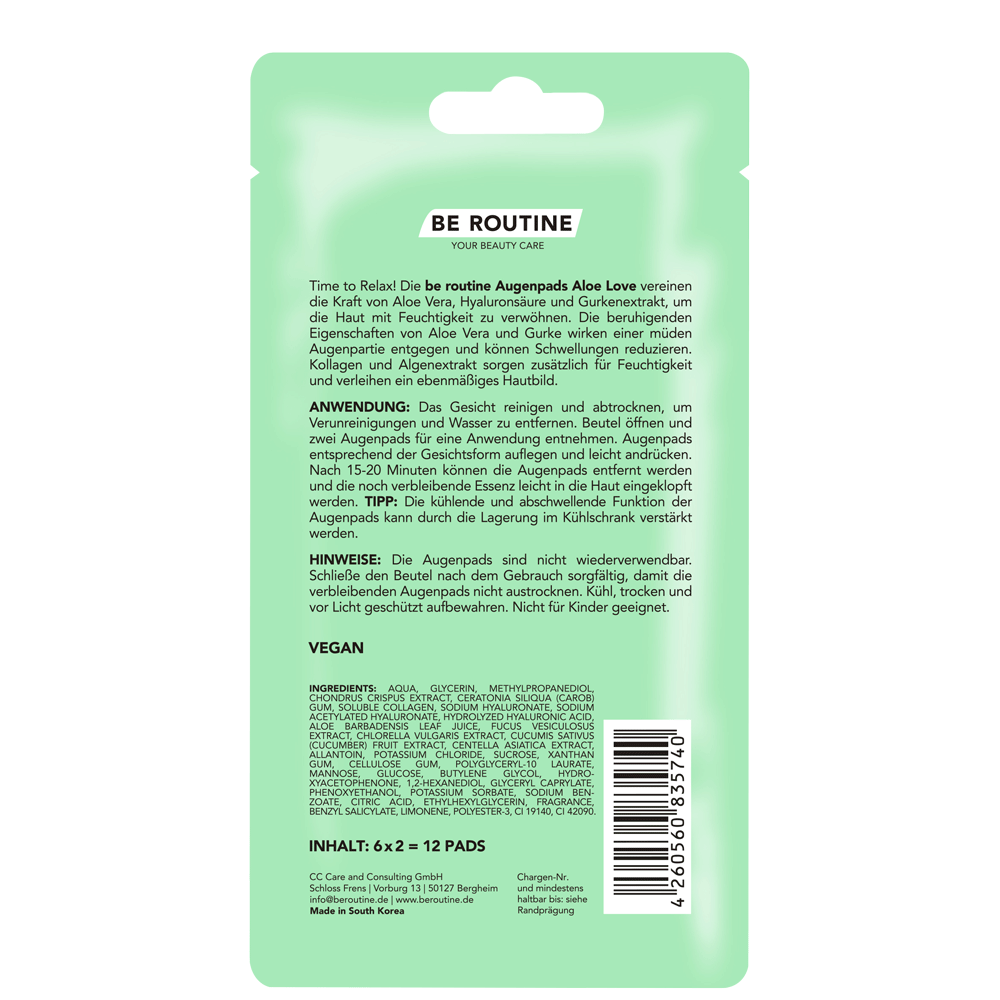 Bild: BE ROUTINE Augen-Pads Aloe Love 