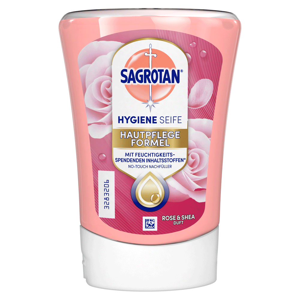 Bild: SAGROTAN Hygiene Seife Nachfüller Rose und Shea Duft 