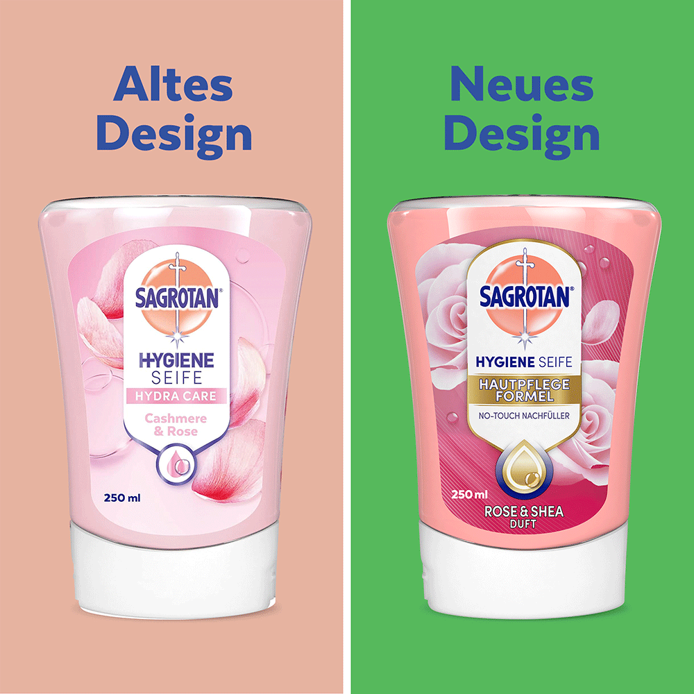 Bild: SAGROTAN Hygiene Seife Nachfüller Rose und Shea Duft 