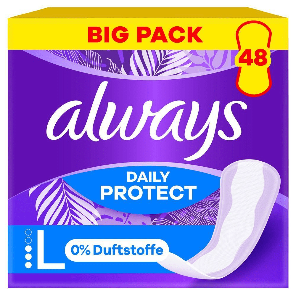 Always Daily Protect Slipeinlagen L,  Big Pack mit 48 Stück, ohne Duftstoffe
