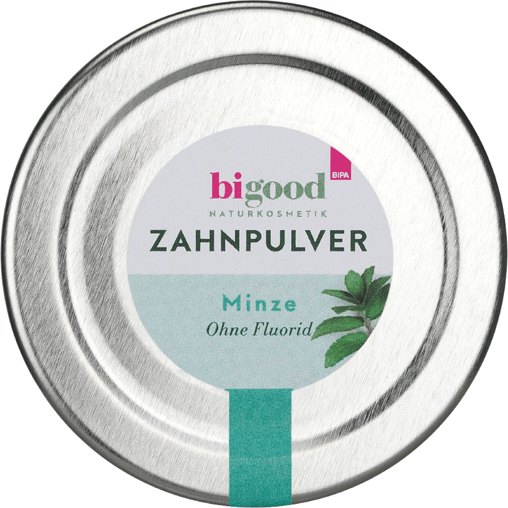 Bild: bi good Zahnpulver Minze ohne Fluorid