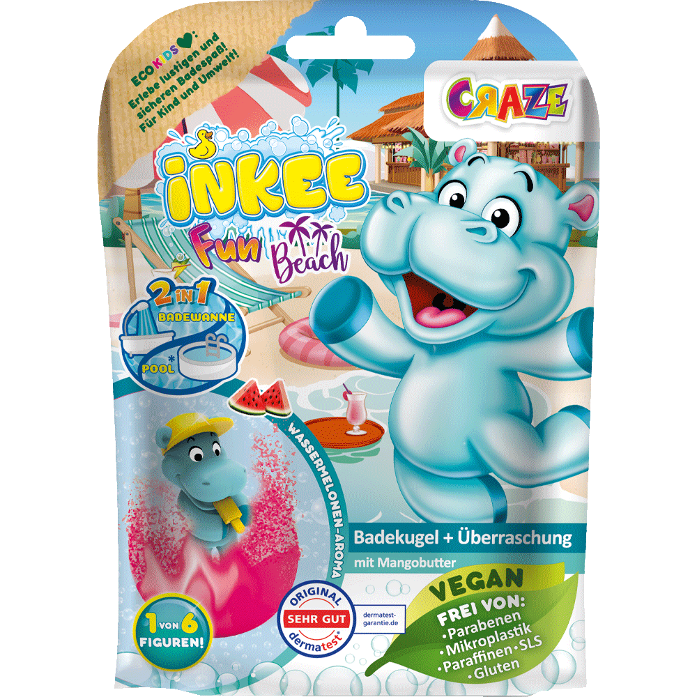 Bild: Craze Inkee Badebombe Fun Beach Nilpferd