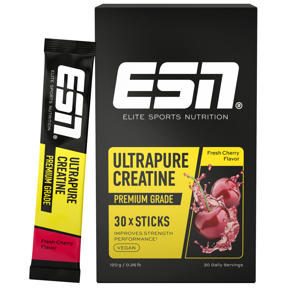 Bild: ESN Ultrapure Creatine Premium Grade Sticks Fresh Cherry Flavor 