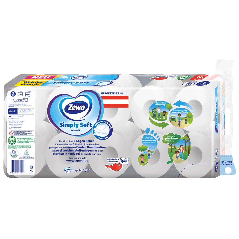 Bild: Zewa Toilettenpapier Simply Soft Reinweiß 