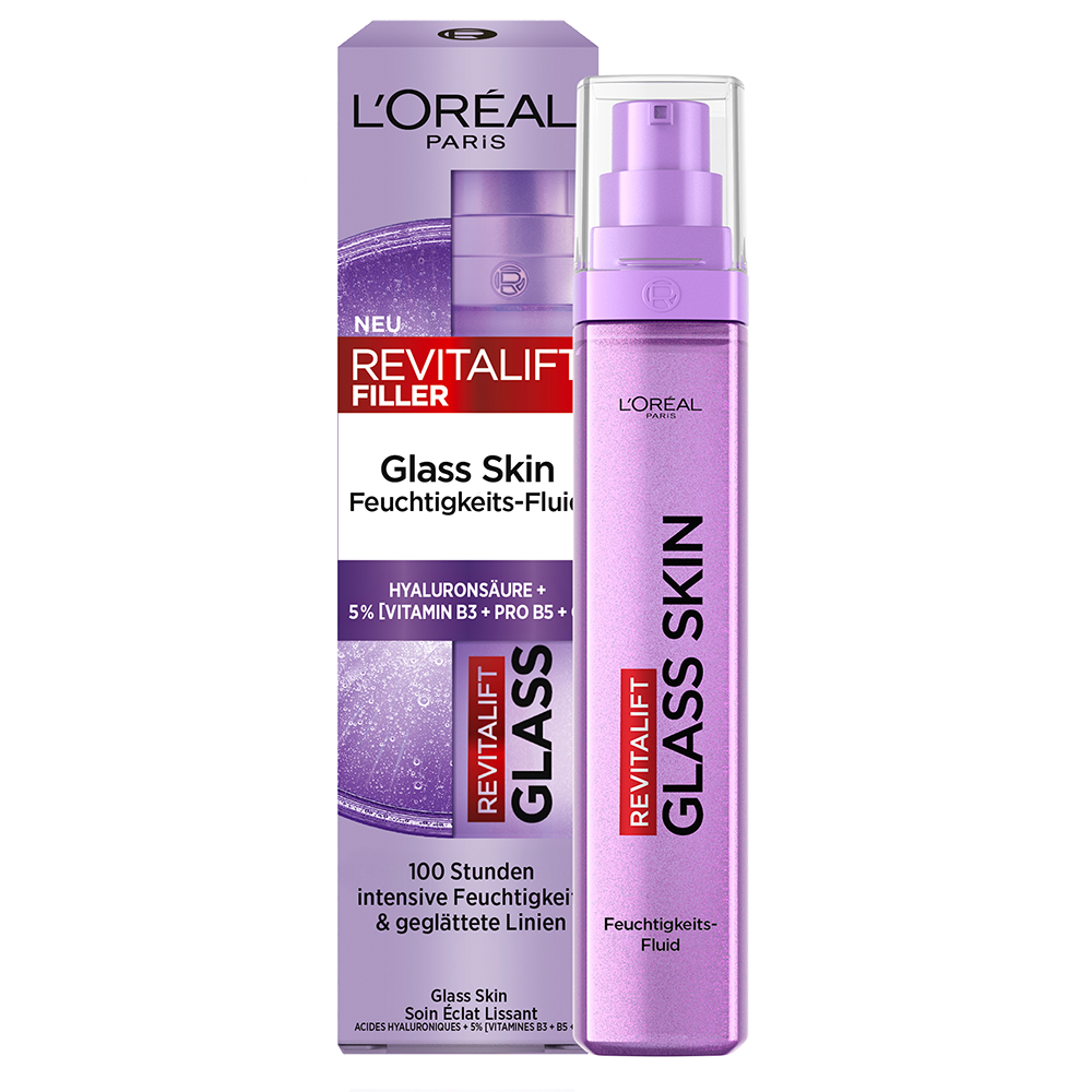 Bild: L'ORÉAL PARIS Revitalift Filler Glass Skin Feuchtigkeits-Fluid 