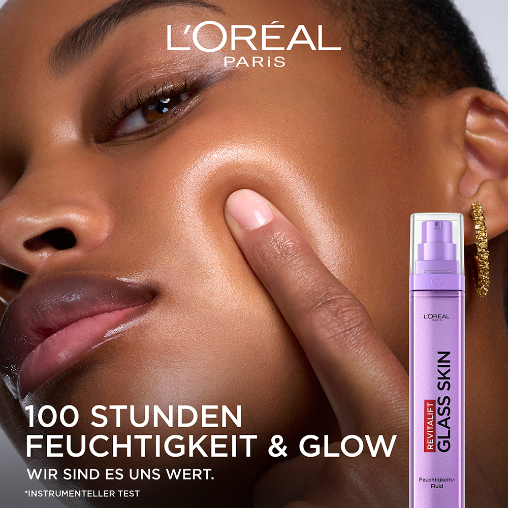 Bild: L'ORÉAL PARIS Revitalift Filler Glass Skin Feuchtigkeits-Fluid 