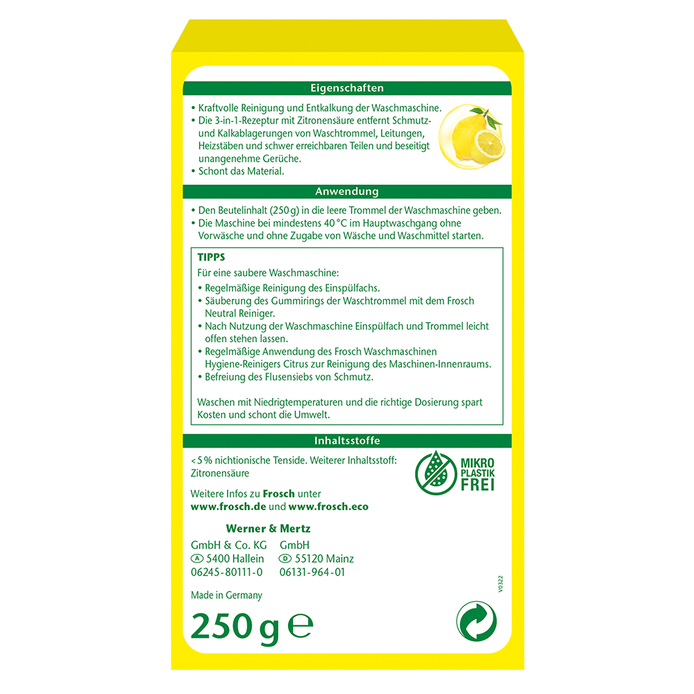 Bild: Frosch Waschmaschinen Hygiene Reiniger Citrus 