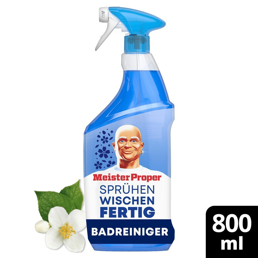 Meister Proper Badreiniger, SPRÜHEN WISCHEN FERTIG, 800-ml-Sprühflasche.