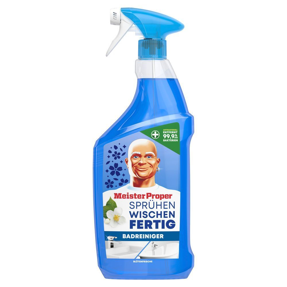 Meister Proper Badreiniger Badezimmerspray, antibakteriell, entfernt 99,9% der Bakterien, mit Abbildung von Mr. Proper, 800ml.