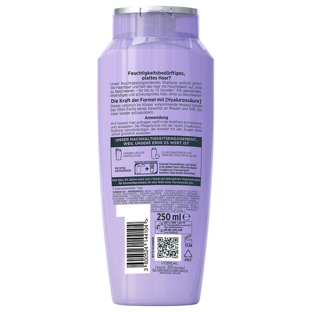 Bild: L'ORÉAL PARIS ELVITAL Hydra [Hyaluronic] 72H Feuchtigkeits-Auffüllendes Shampoo 
