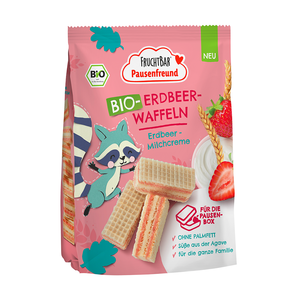 Bild: FruchtBar Bio Erdbeer-Waffeln mit Erdbeer-Milchcreme