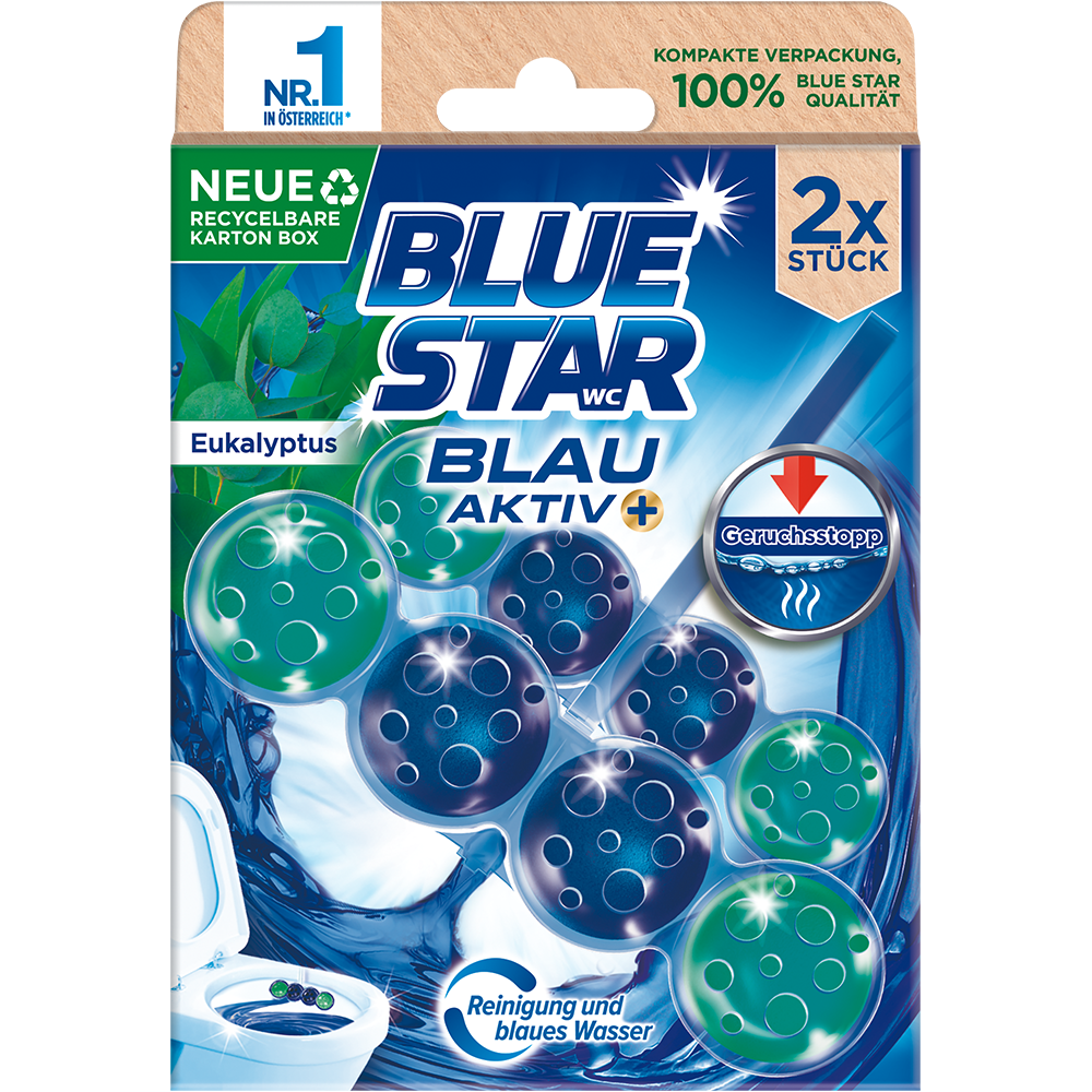Bild: Blue Star Blau Aktiv WC-Steine Eukalyptus 