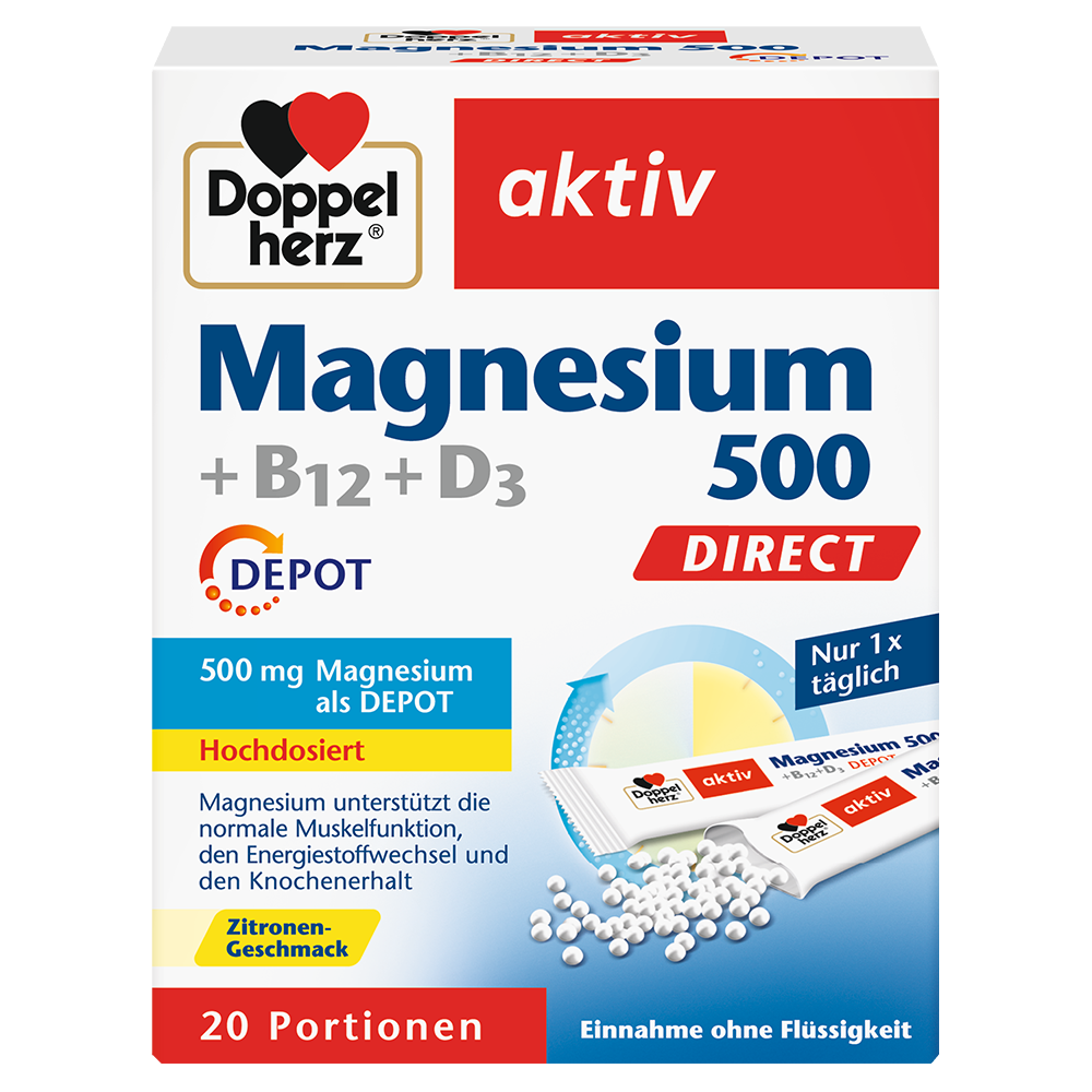 Bild: DOPPELHERZ Magnesium 500 + B12 + D3 Direkt 