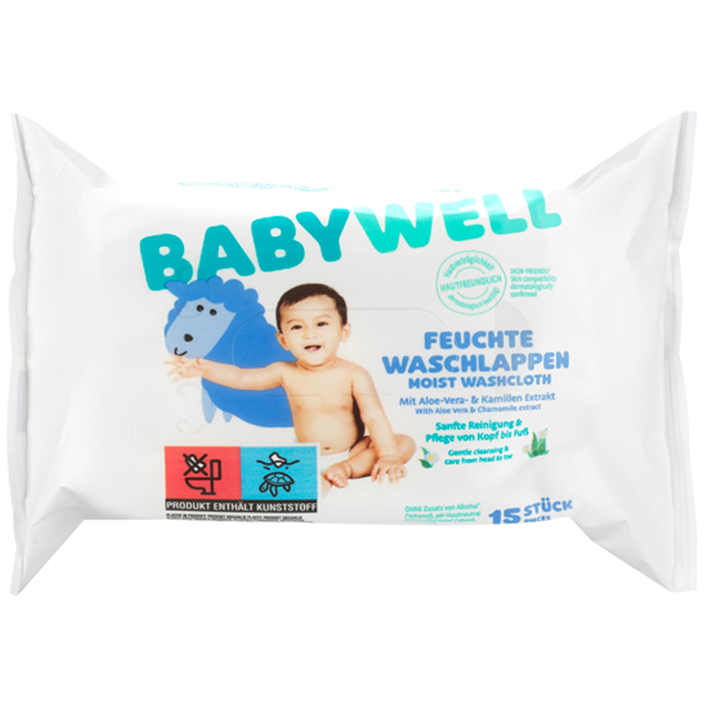 Bild: BABYWELL Feuchte Waschlappen, 15 Stück 