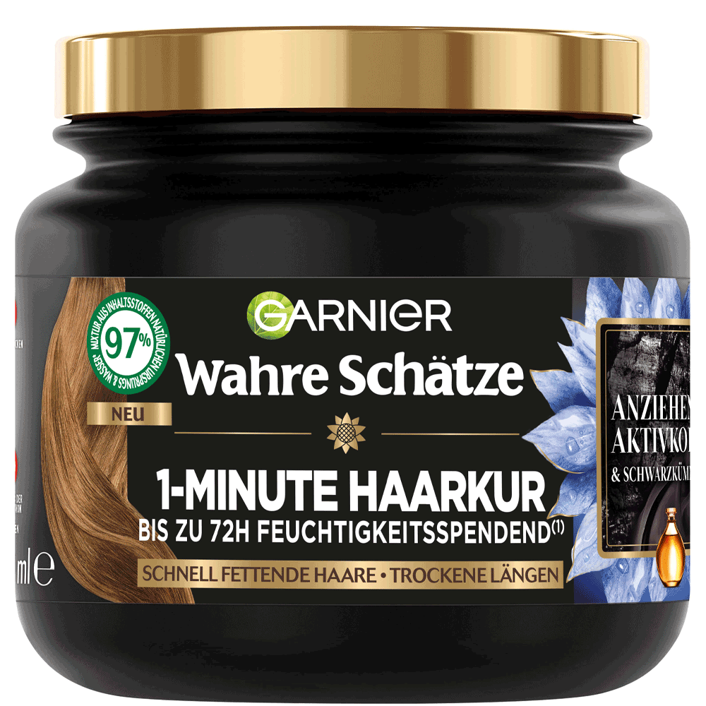 Bild: GARNIER Wahre Schätze Haarkur Aktivkohle und Schwarzkümmelöl 