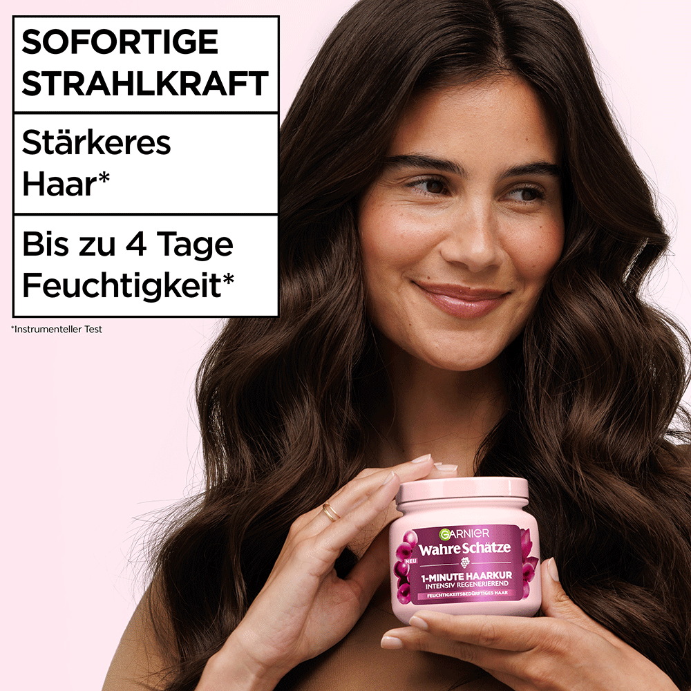 Bild: GARNIER Wahre Schätze 1-Minute Haarkur Traube Hydraboost 