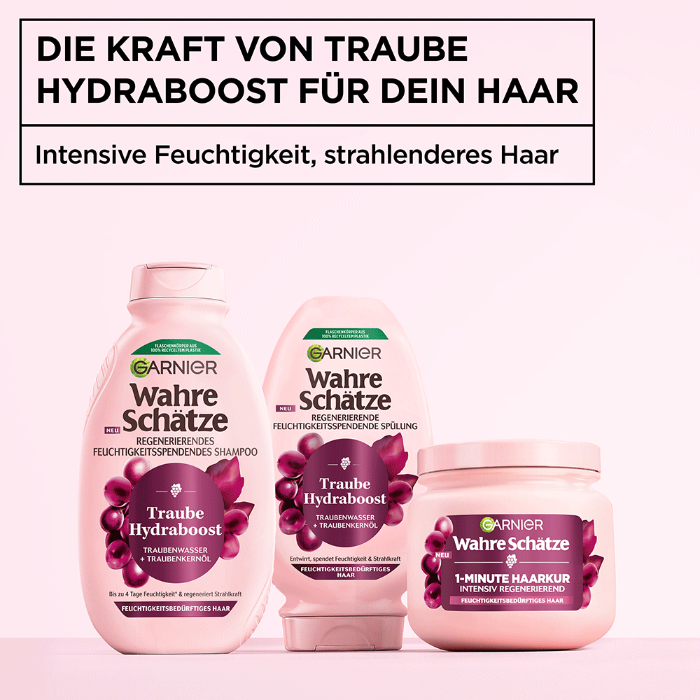 Bild: GARNIER Wahre Schätze 1-Minute Haarkur Traube Hydraboost 