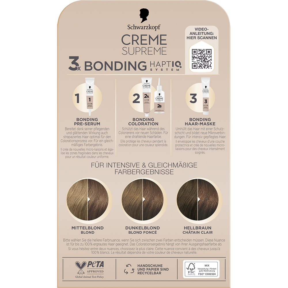 Bild: Schwarzkopf Creme Supreme Creme Coloration Dunkles Beigeblond