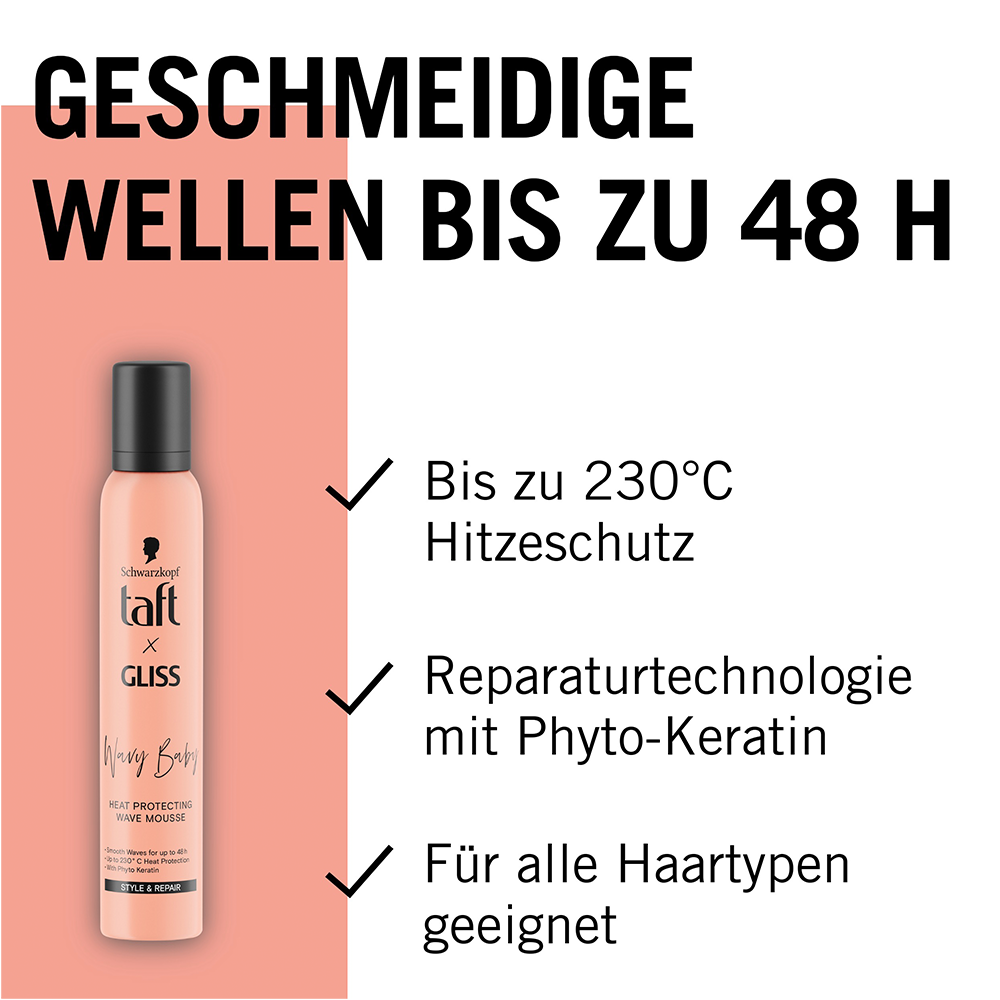 Bild: Schwarzkopf taft X Gliss Heat Protecting Wave Mousse Wavy Baby 