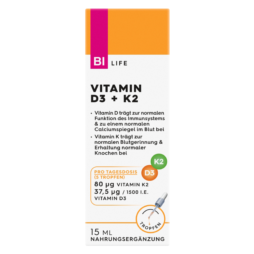 Bild: BI LIFE Vitamin D3 + K2 Tropfen 