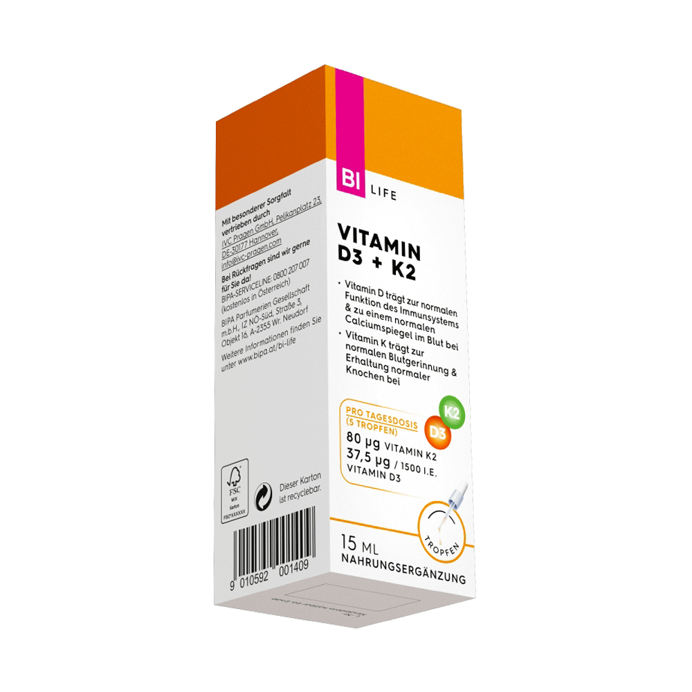 Bild: BI LIFE Vitamin D3 + K2 Tropfen 
