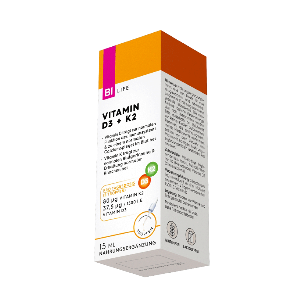 Bild: BI LIFE Vitamin D3 + K2 Tropfen 