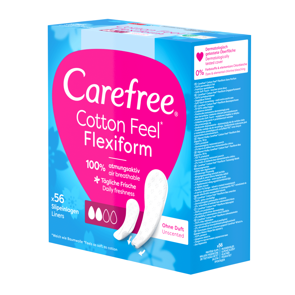 Bild: Carefree Cotton Fell Flexiform Slipeinlagen ohne Duft 