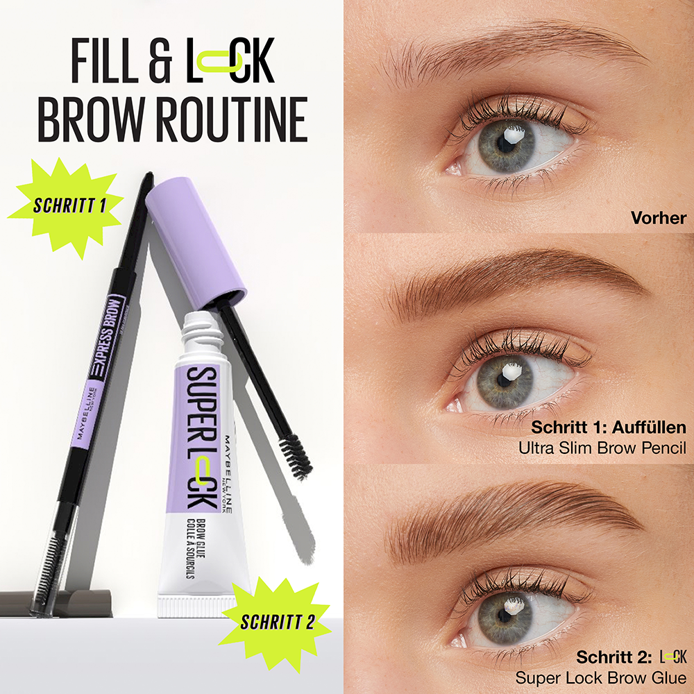 Bild: MAYBELLINE Super Lock Brow Glue Augenbrauengel Taupe